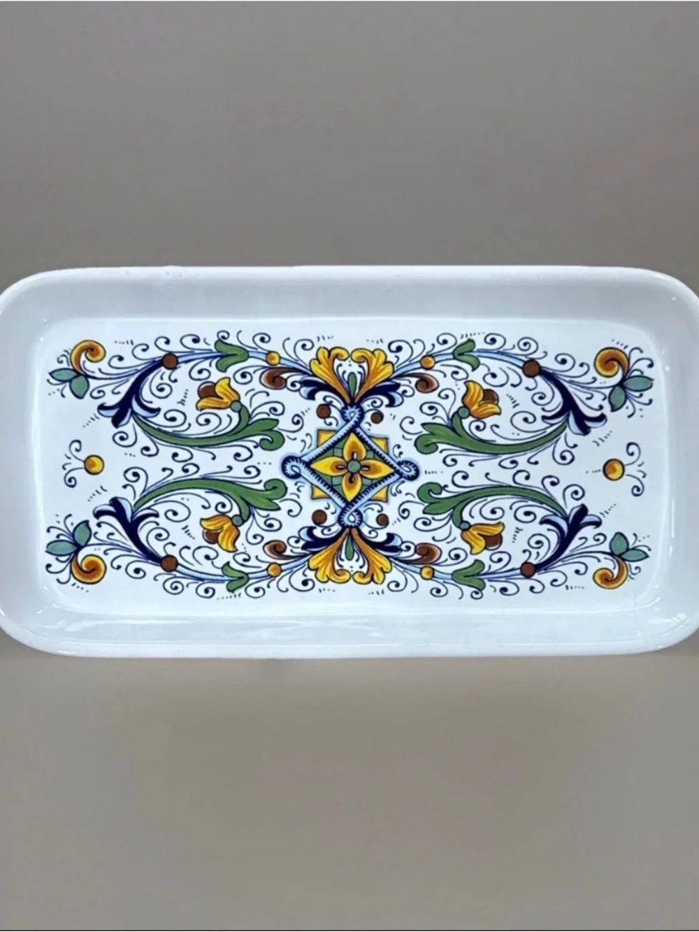 Nova Deruta Italy 11” x 5” Hand Painted Ceramic Tray/Platter Made in Italy